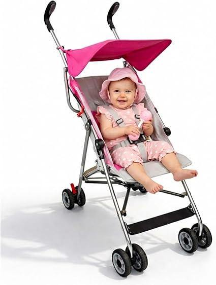 Carrinho Baby Style Turim Rosa e Preto tipo guarda-chuva