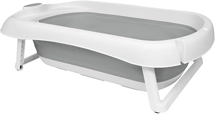 Banheira dobrável Buba de silicone e plástico cinza