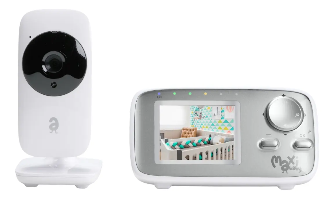 Babá eletrônica Maxi Baby Baby On branca com câmera e monitor de 2,4 polegadas