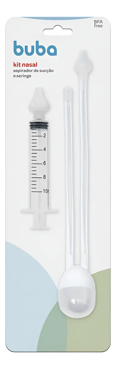 Kit aspirador nasal Buba com sucção e seringa para bebê