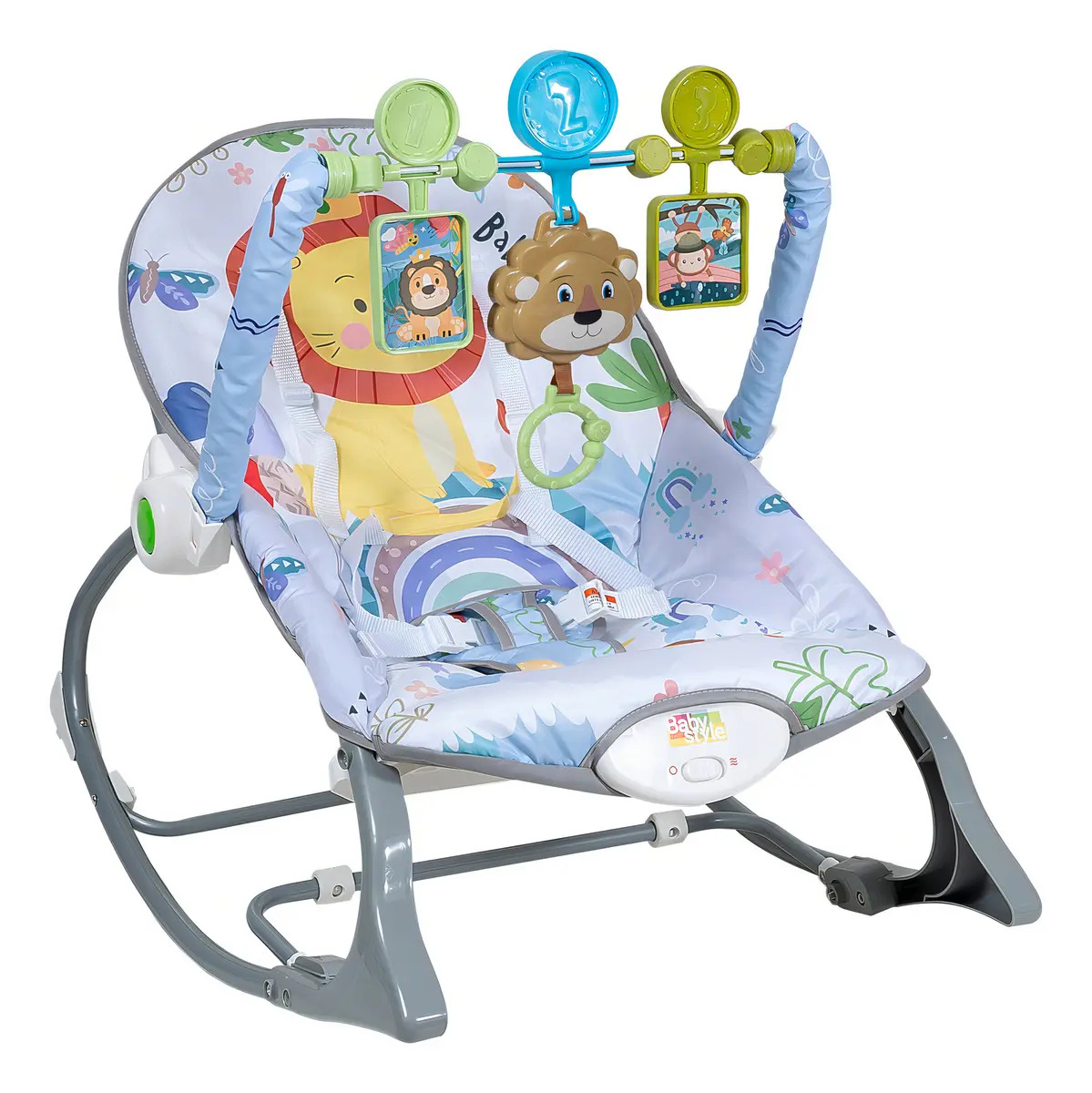 cadeira de balanço para bebê Baby Style Vibra Relax Cinza