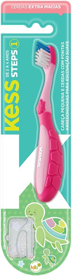 Escova de dente infantil Kess Steps 1 Azul e Rosa